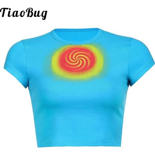 Casual Woman T-Shirts Short Sleeve Print Slim Y2K Crop Top Women Tee Shirt E Girl Aesthetic Harajuku Kawaii Summer Clothes Tops