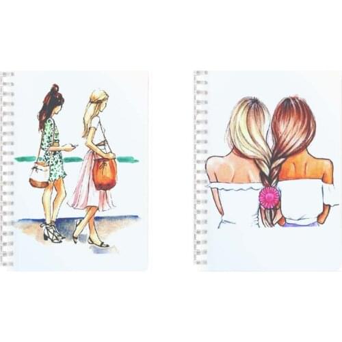 Blank Page Paper Notebook Note Book Pad For Women Print Graphic Coffee Sweet Girl Cartoon Cover Lady Female Writing Supplies