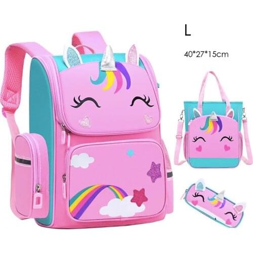 3PC/Set Girls Backpacks Unicorn Cartoon 3D Creative Children School Bags Cute Kids Waterproof Lightweight Primary Book bag