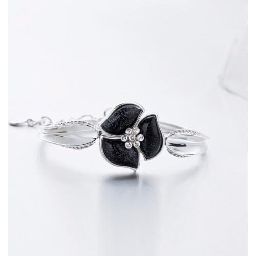 SA SILVERAGE 2021 Vintage Silver Bangles Bracelets 925 Sterling Silver Flower Chain Bracelets Bangles Women Fine Jewelry Party