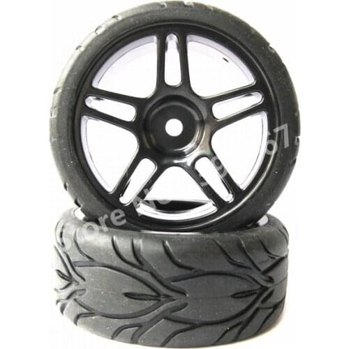 4Pcs RC Car Wheel Rim and Tire Touring Tires Flat Run Tire For 1/10 Scale Models Room Rally Cars Traxxas HSP Tamiya HPI Kyosho