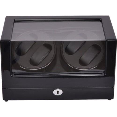 Watch Winder ,LT Wooden Automatic Rotation 4+0 Watch Winder Storage Case Display Box (black-black)