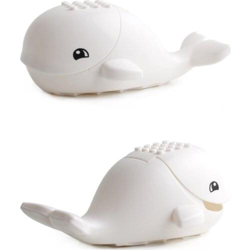 Assemble Toy Ship Sharks Blue White Black Grey Whale MOC DIY Building Blocks Toys For Children Set Animals Figures Zoo