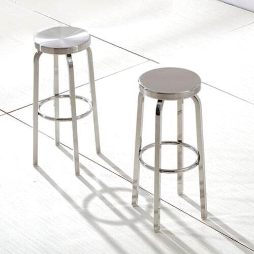 Modern Simple Stainless Steel Outdoors High Bar Stool Round Rotary Cashier Stool Cafe High Bar Stool