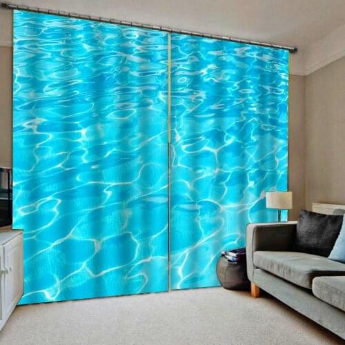 Blackout curtain 3D Curtains Living Room Bedroom Drapes Cortinas Customized size blue water curtains