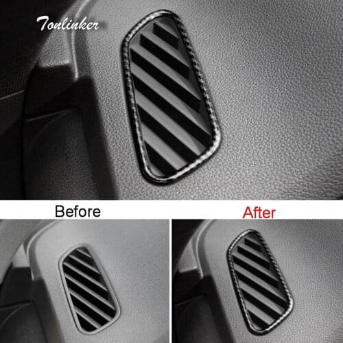 Tonlinker Cover Case Sticker For AUDI Q7 2016-18 Car Styling 2 pcs Stainless steel Dashboard Small Outlet position Cover Sticker