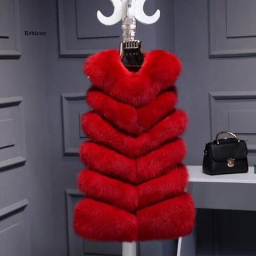 High Quality Faux Fox Fur Vest Women Red Vests Winter Thicken Warm Fashion Luxury Coat Female Winterjas Dames White/Black