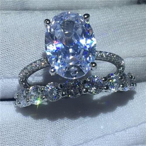 Handmade Bohe Female ring 925 Sterling silver AAAA cz Engagement Wedding Band Rings set for women Bridal Finger Party Jewelry