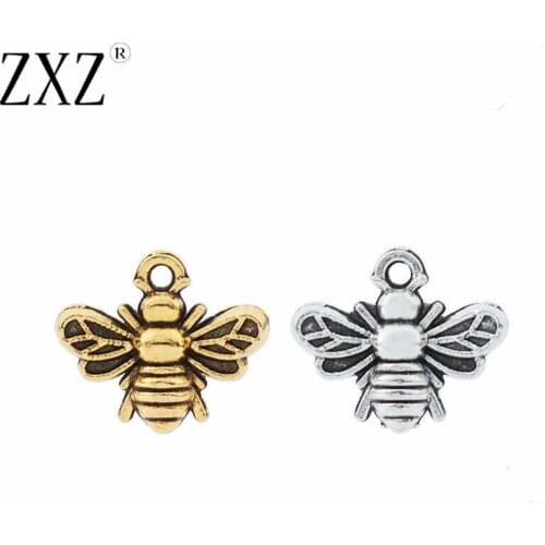 ZXZ 50pcs Bumble Bee Honeybee Insects Charms Pendants Beads for Necklace Bracelet Jewelry Making Accessories 13x11mm
