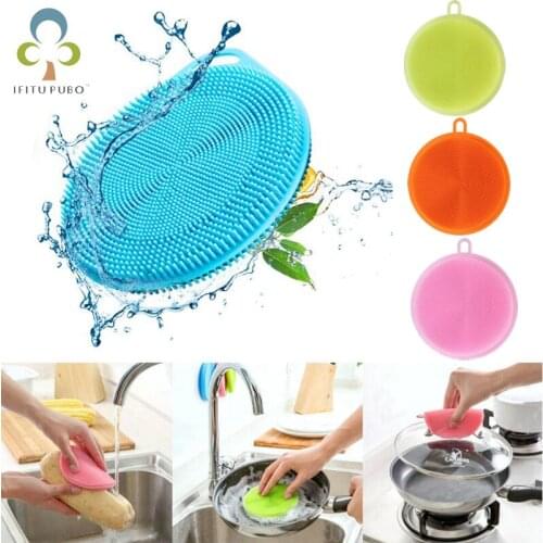 1pc Cleaning Brush Dishwashing Sponge Multi-functional Fruit Vegetable Cutlery Kitchenware Brushes Kitchen Tools GYH