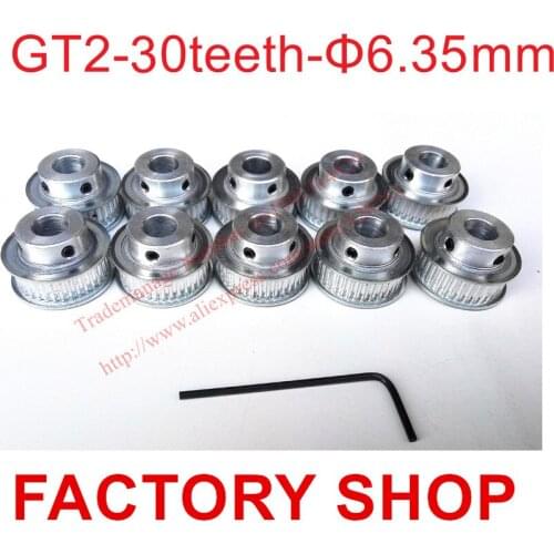 10pcs 30 teeth Bore 5 6.35 8 9mm GT2 Timing Pulley fit width 9mm of 2GT timing Belt 30 toothed belt pulley CNC 3D