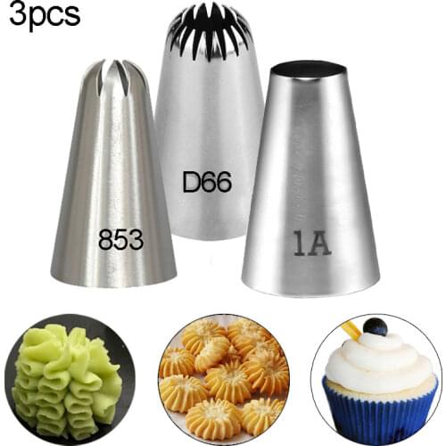3pcs Large Icing Piping Nozzles Set Steel Stainless Pastry Tips Cream Cupcake Cookies Supplies Fondant Decor Baking Accessories