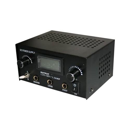 Black Stable Tattoo Power Supply Digital LCD Dual Machine Foot Pedal Switch Clip Cords With Plug