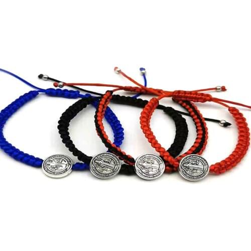 12 Pieces 1.5Cm Saint Benedict Smear Black Woven Bracelets To Women And Men Can Be Given As a Gift Or For Prayer