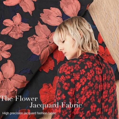 Designer fabric High-end high-precision fashion jacquard fabric embossed lily dress jacket small suit short skirt garment fabric