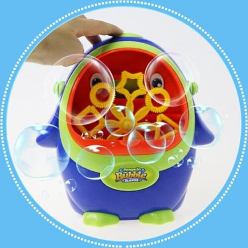 DropShipping Bath Toy Bubble Machine Automatic Penguin Blowing Soap Bubbles for Outdoor Party Bath Shower Toy Kids Gift