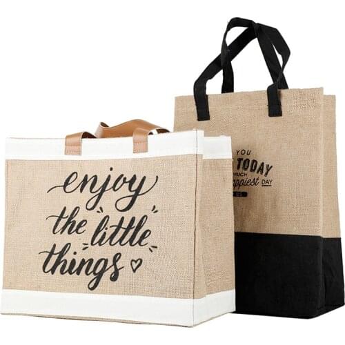 Large capacity linen shopping bag eco-friendly handbag festival gift bag
