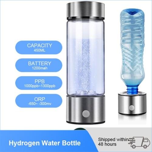 YenvK 450ML SPE/PEM Hydrogen Water Generator H2 Maker Ionizer With Five Colours Can Connect With Mineral Water Bottle For Travel