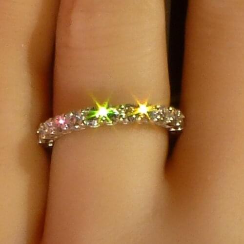 2019 Eternity Promise Ring 925 sterling silver Bijou Round 4mm AAAAA Cz Engagement Wedding band rings for women men Jewelry Gift