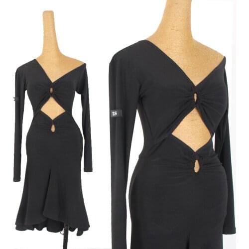Latin Dance Costumes Female Long Sleeve Sexy Latin Practice Clothing Latin Competition Dress Rumba Wear Tango Clothes DQL4873