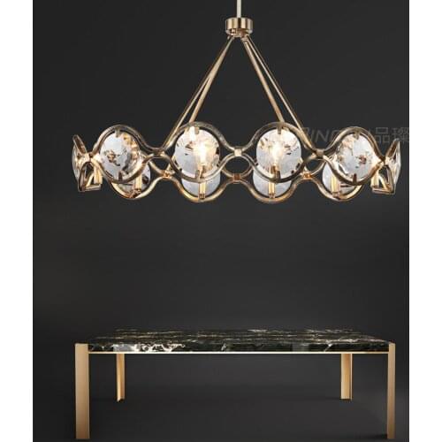 Living room lamp postmodern light luxury chandelier K9 crystal restaurant bedroom model room wrought iron decorative lamps