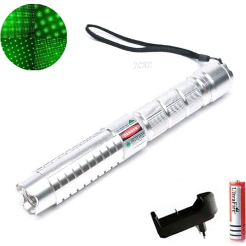 High power Laser Pointers focusable green laser torch 532nm burning match visiable beam Lazer pen + star caps+changer+box