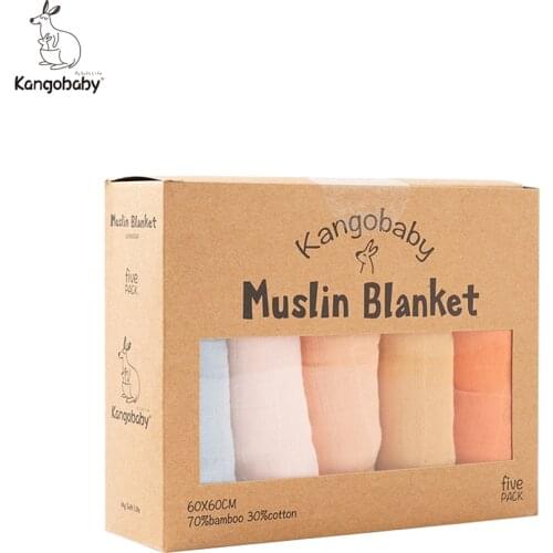 Kangobaby #Grace# 5pcs/pack 60x60cm multi-functional muslin blanket wrap