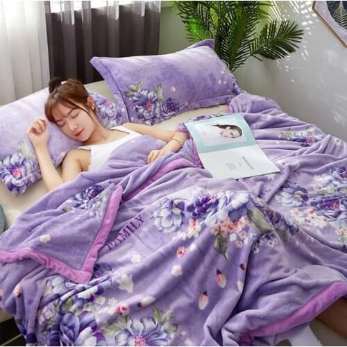 Violet Sleep Soft Blanket Suitable for Home Office Bedding Flannel Comfortable Water Absorption Double Bed Sheet Blanket F0287