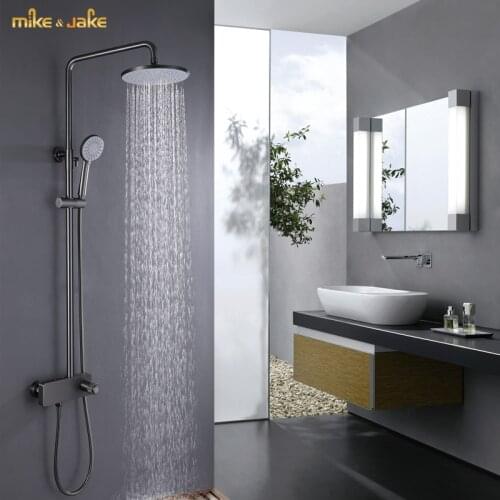 Gunmetal shower set bathroom wall shower mixer luxury bathroom gun metal wall shower mixer bathtub hot & cold tap