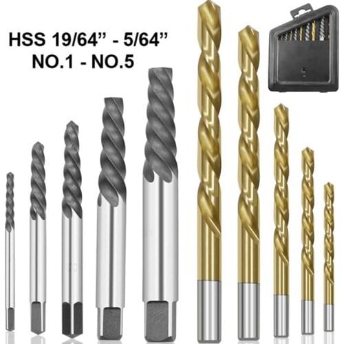 10pcs Screw Extractor Cobalt Left Hand Drill Bit set Broken Bolt Damaged Set