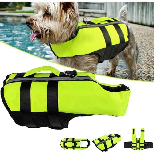 Inflatable Dog Life Jacket Adjustable Swimwear Safety Vest with Reflective Stripes for Beach Outdoor TS1