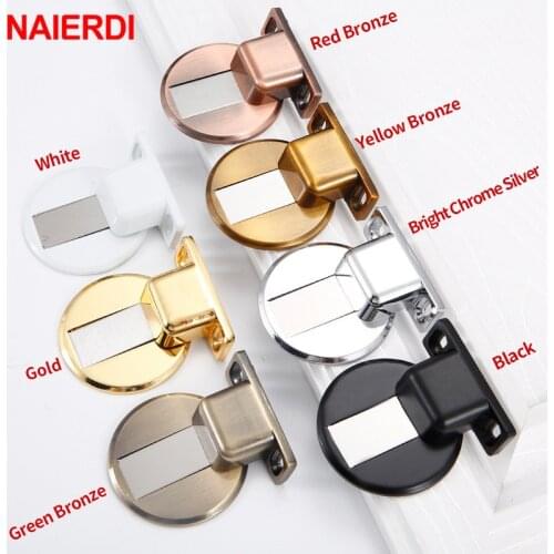 NAIERDI Magnetic Door Stops Zinc Alloy Door Stopper Hidden Door Holders Catch Floor Nail-free Doorstop Furniture Hardware