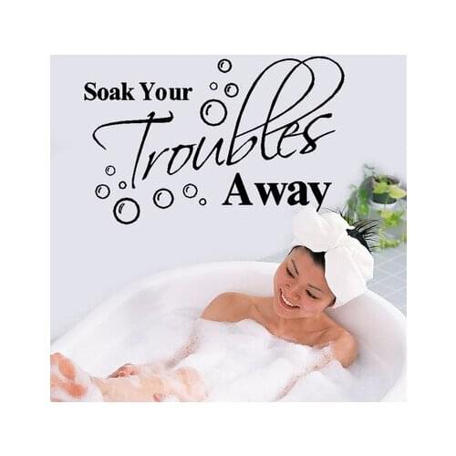 "Soak Your Troubles Away" Wall Sticker Home decor Characters Quote Decal Vinyl Bathroom DIY Sticker Bubble Hot