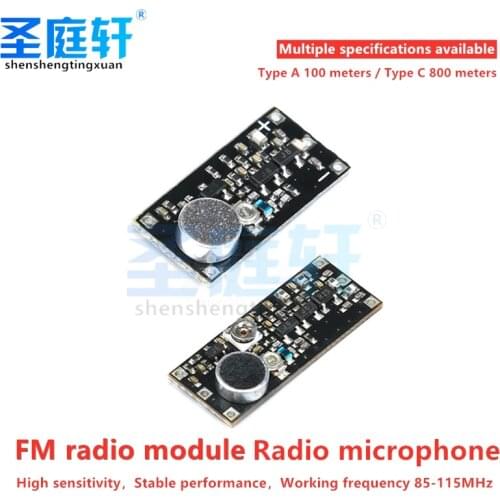 Surveillance Transmitter Module Board, 88-115MHz Wireless FM Microphone for Arduin o, Adjustable Capacitor 2V DC 9V 9mA Voltage