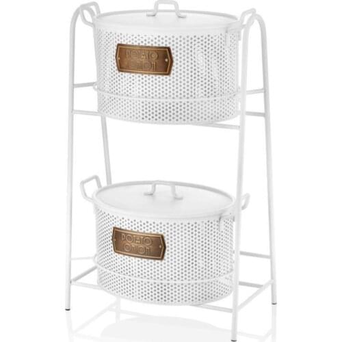 The Mia New Season Gift Kitchen Pantry For Galvanized Metal Layer (In 2 Cups) patetes Onion Stand-White