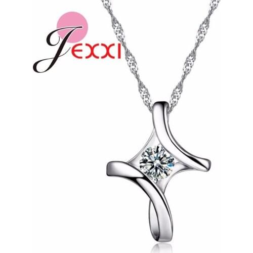 Genuine Big Promotion 925 Sterling Silver Necklace Pendant For Women Ladies Good Selling Cubic Zirconia Crystal Jewelry