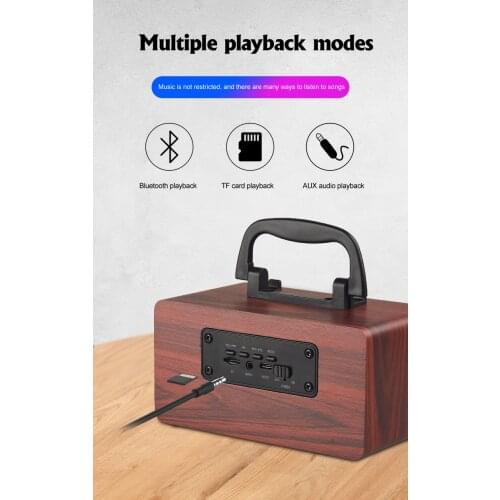 Portable Wooden Bluetooth Speaker Subwoofer Wireless Boombox Phone Holder Support TF Card/usb Disk /AUX Handsfree