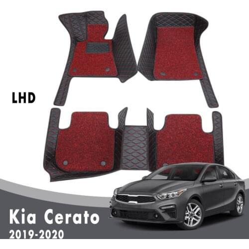 Luxury Double Layer Wire Loop Car Floor Mats Carpets For Kia K3 Cerato Forte 2020 2019 Auto Interior Custom Waterproof Leather
