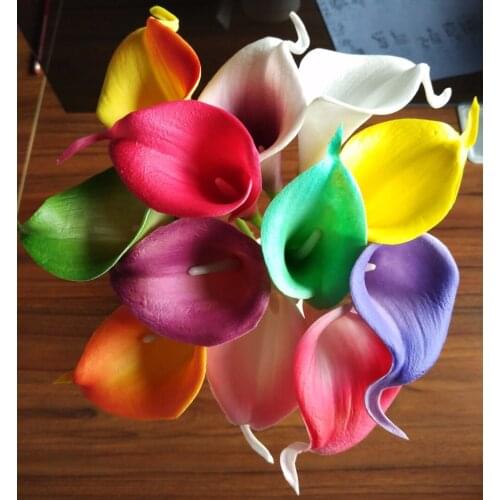 Silk flower wedding bouquet Calla Lily Artificial flowers vivid Real touch wedding flower bridal bouquets decoration