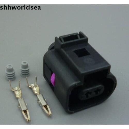 Shhworldsea 10set 2 Pin Auto 1J0 973 702 1J0973702 Inlet temperature Bleed valve Electrical connector Natural gas Plug For VW