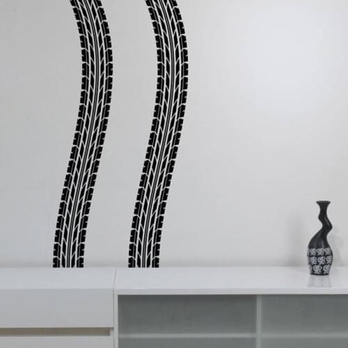 Tire Tracks Wall Decal Auto Car Trace Vinyl Sticker Art Road Racing Decorations for Home Housewares Boys Room Bedroom A12-003
