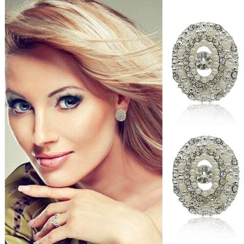Bridal clip earrings female luxury sunflower wild oval temperament earrings wedding party jewelry