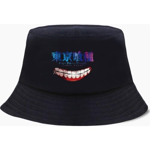 Tokyo Ghoul Ken Kaneki Harajuku Panama Bucket Hat Japan Anime Women Fishing Hats Bob Fisherman Cap Cotton Outdoor Sunscreen Caps