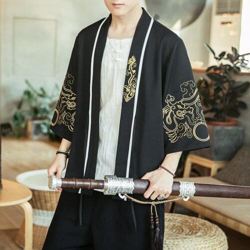 Japanese Kimono Traditional Yukata Kimono Cardigan Men Beach Thin Asian Clothes Japan Kimonos Male Fashion Casual Cardigan Shirt