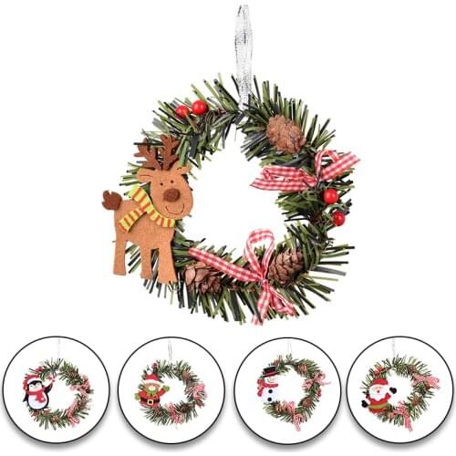 DIY Christmas Tree Wreath Decor Handmade Christmas Tree Hanging Wreath Pendant floral wedding Ornament Xmas Navidad Decoration