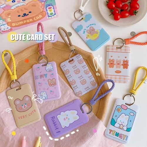 W&G Japanese Cute Kaychain Card Holder Girl Portable Bus Card Holder Access Card Bank Card Holder Creative Lanyard Couple