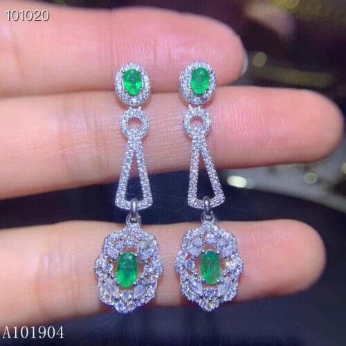KJJEAXCMY boutique jewelry 925 sterling silver inlaid natural emerald gem women luxury earrings support detection