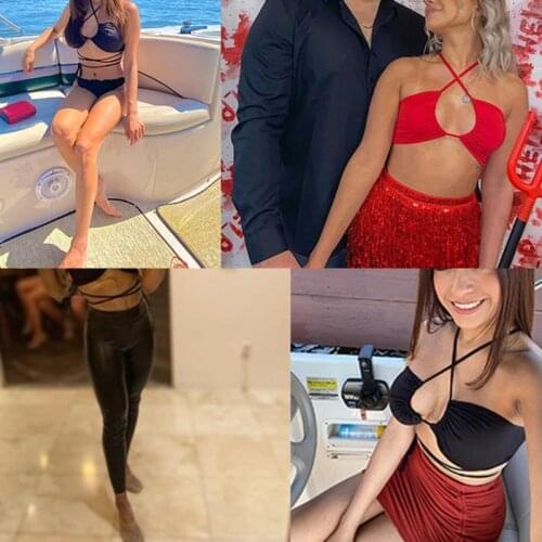 Women Summer Sexy Halter Bandage Crop Top Cut Out Front Ruched Bralette Camisole Criss Cross Lace-Up Backless Bustier