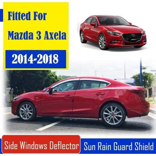 1 Set Chrome Side Vent Sun Shade Window Visors Rain Guard Deflectors For Mazda 3 Axela 2014-2018