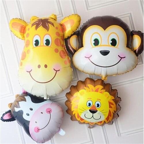 1pcs 66*46cm Animal Head Balloon monkey Lion Zebra Pig Cow Kangaroo Foil Balloons Birthday Party Decor Zoo Balls Kid Toy